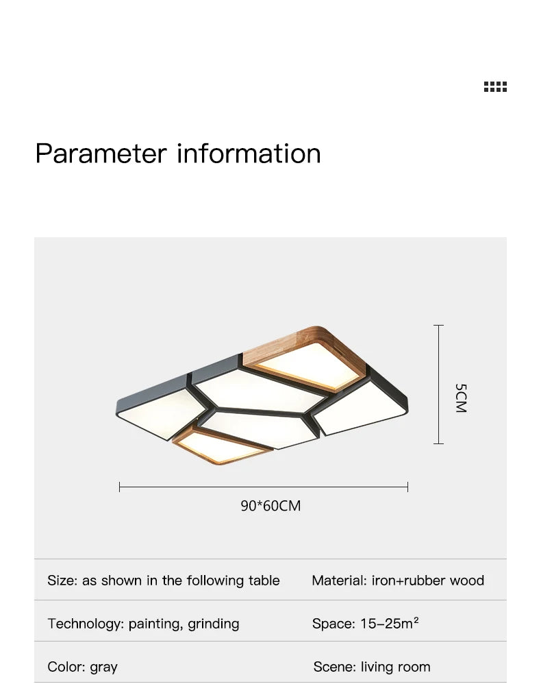 Geometra - Nordic Style Geometric Ceiling Light with Wood Finish