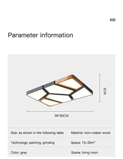 Geometra - Nordic Style Geometric Ceiling Light with Wood Finish