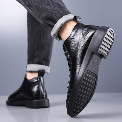 The Beckett — High-Top Lace-Up Boot in Tumbled Leather