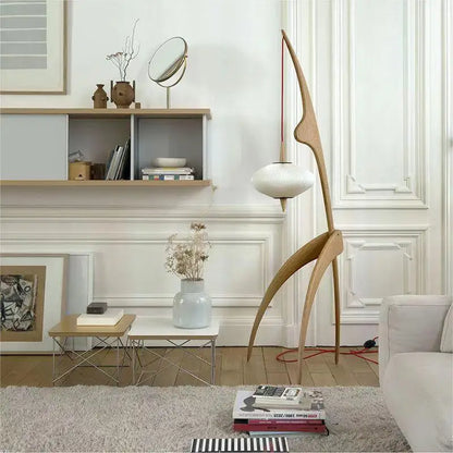 Walnut Wood Japanese-Style Floor Lamp