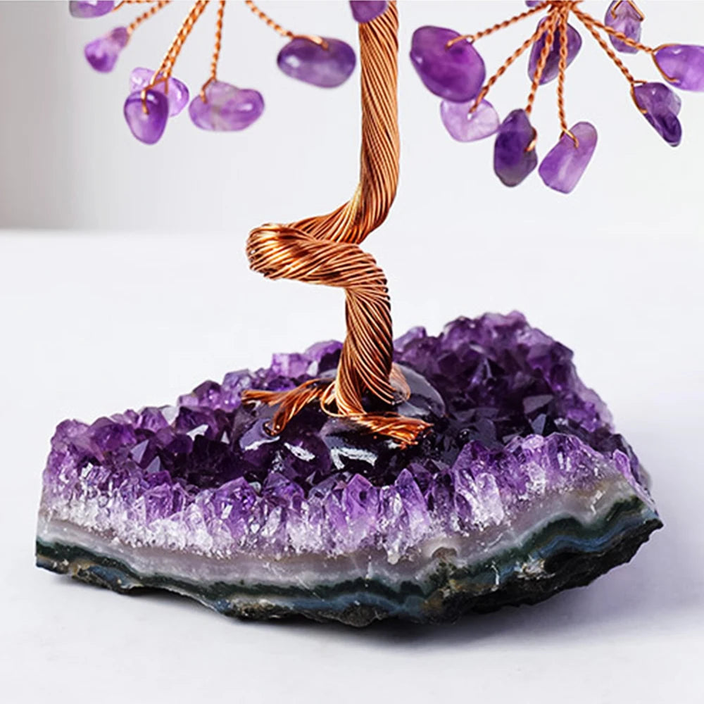 The Amethyst Grove - Wire-Wrapped Crystal Tree on Natural Base