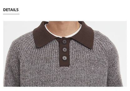 Retro Henley Collar Sweater