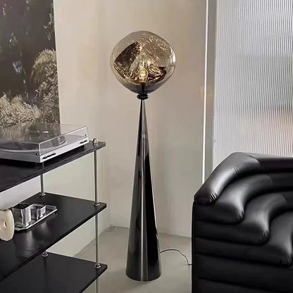The Vulcan - Organic Form Floor Lamp with Smoke Gray Shade