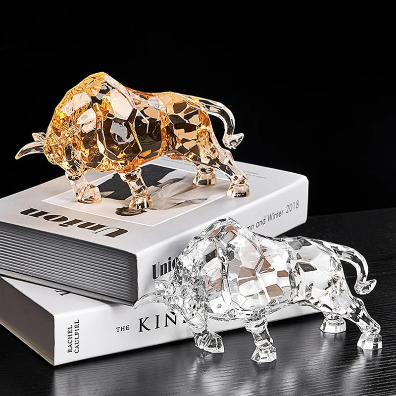 FACETED CRYSTAL BULL SCULPTURE