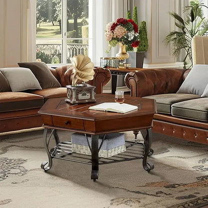 Vintage Glass Top Coffee Table Set