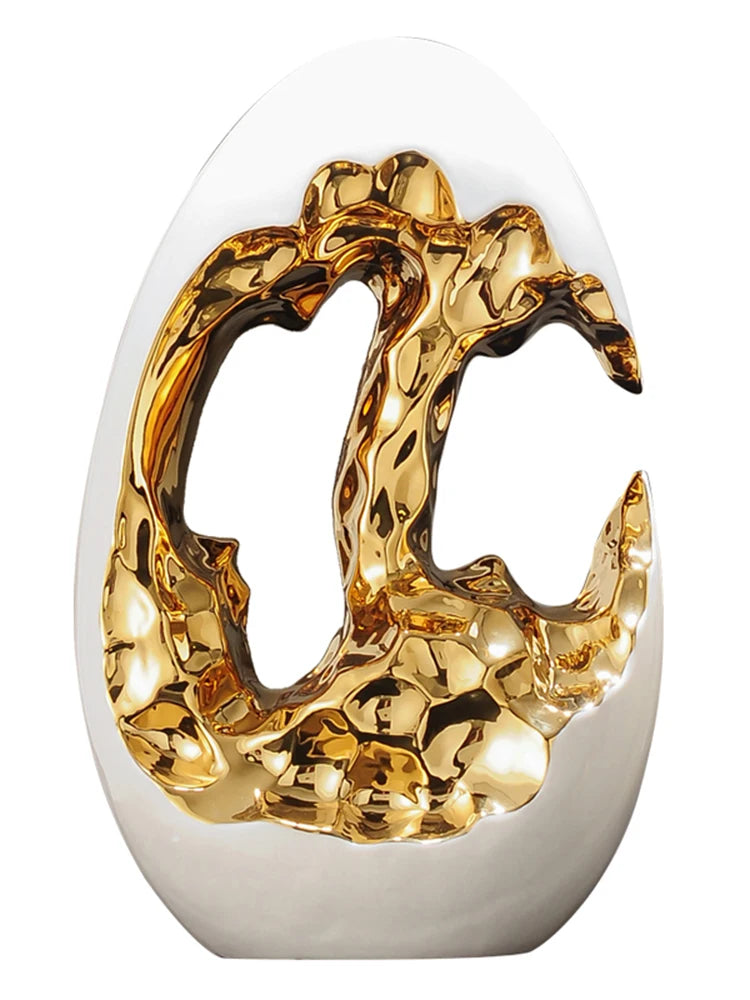 Egg Sculpture – Abstract Metallic Statement Piece