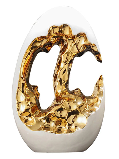Egg Sculpture – Abstract Metallic Statement Piece