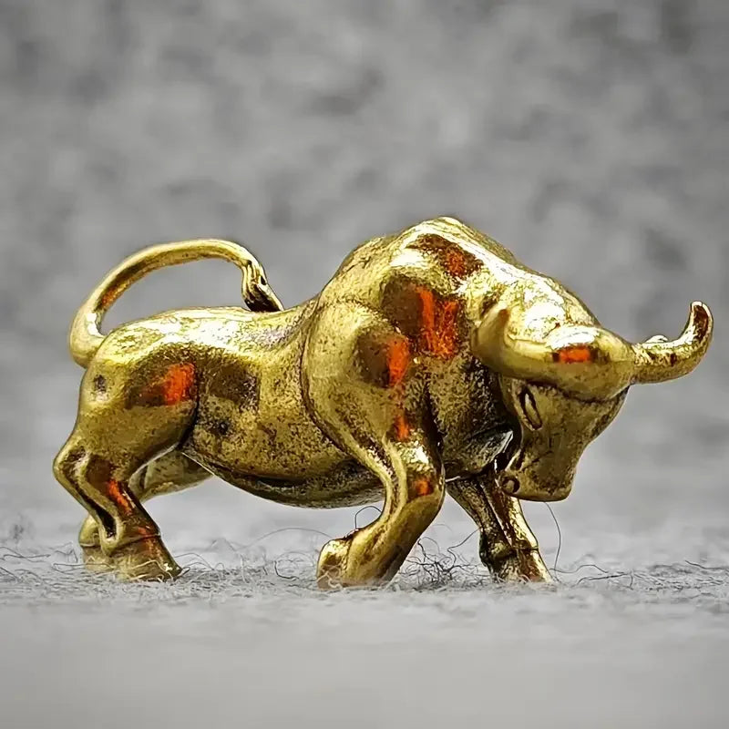Miniature Brass Bull Sculpture