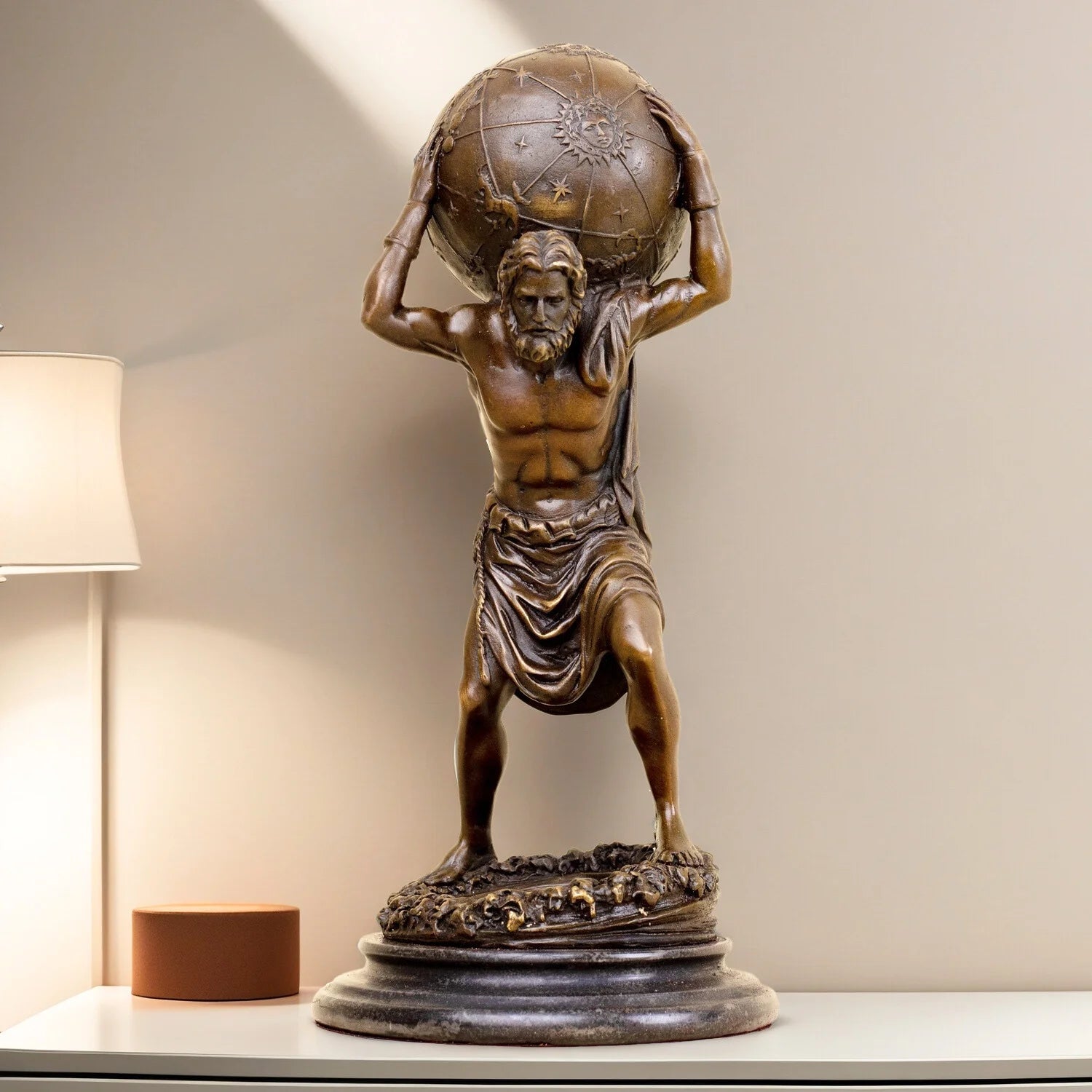 The Burden - Atlas Carrying Celestial Sphere Bronze Sculpture