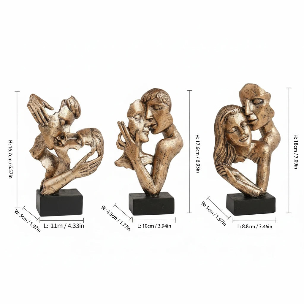 Vintage Bronze Embracing Couple Figurine