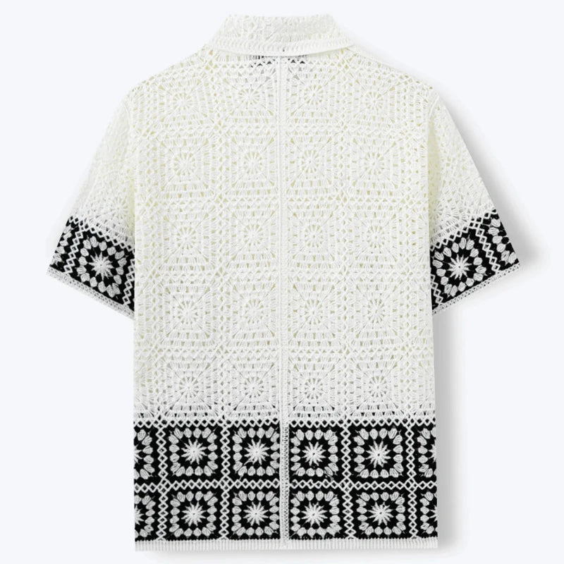Geometric Openwork Knit Shirt