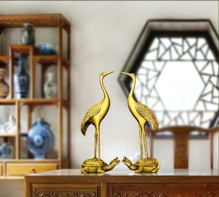 ETERNAL COMPANIONS | Crane on Tortoise Sculpture