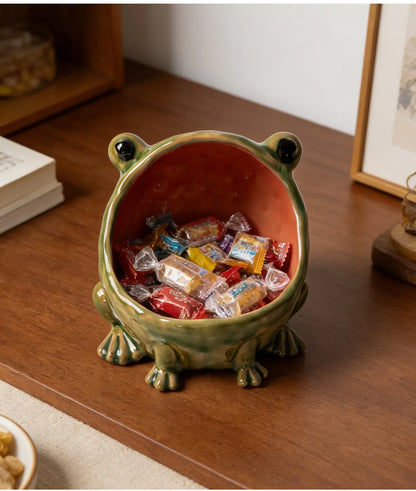 Enameled Ceramic Frog Storage Bowl