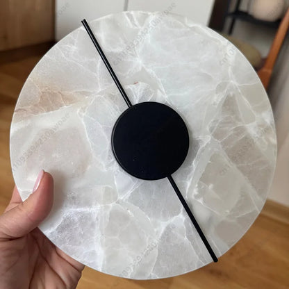 Round Alabaster Marble Wall Sconce