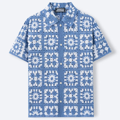 Floral Crochet Knit Shirt