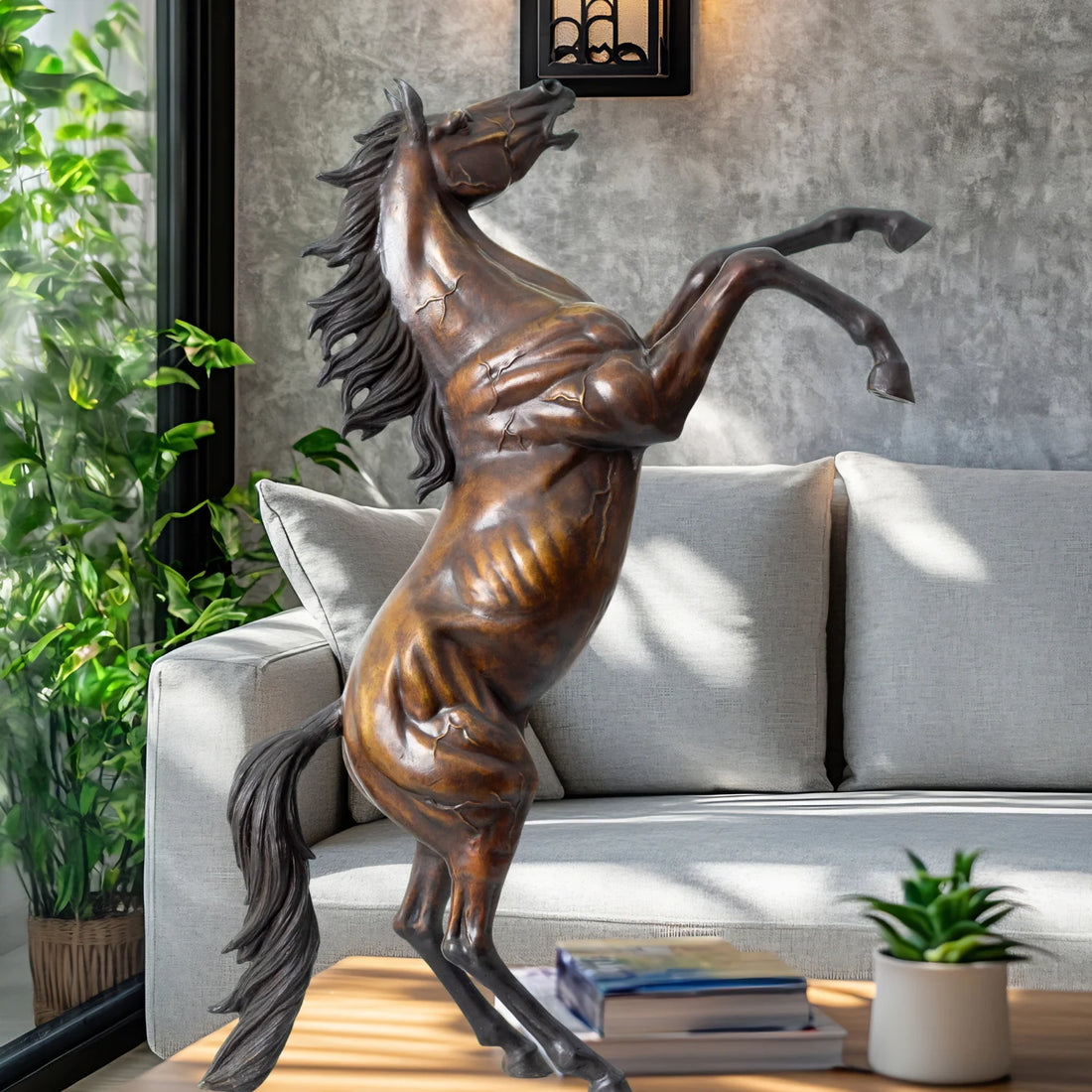 Rearing Horse Bronze Sculpture