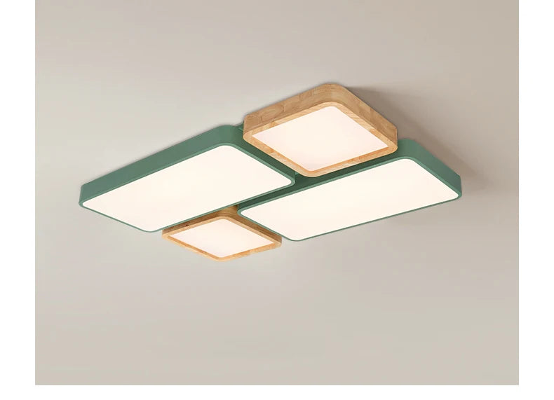 Geometra - Nordic Style Geometric Ceiling Light with Wood Finish