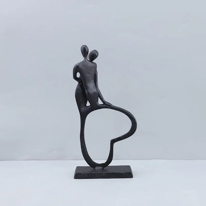 Heart Silhouette Couple Cast Iron Sculpture
