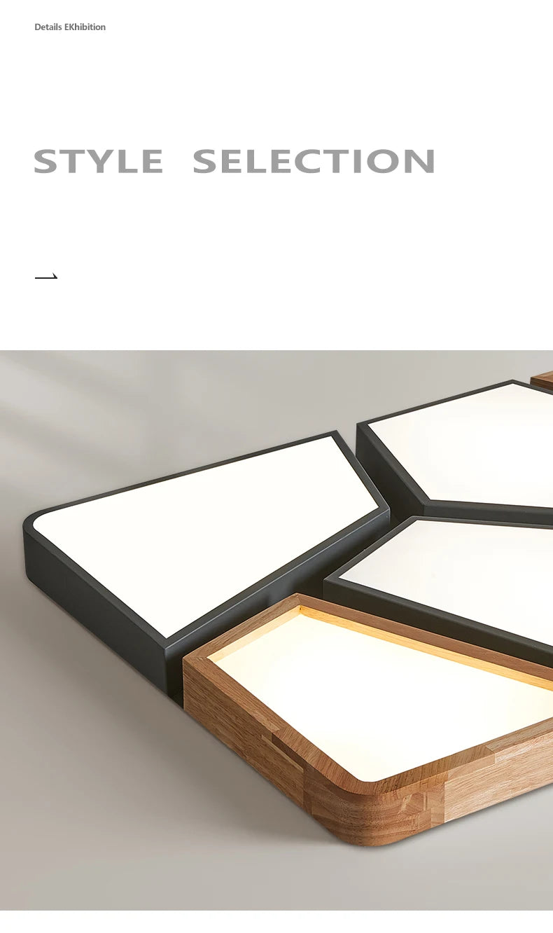 Geometra - Nordic Style Geometric Ceiling Light with Wood Finish