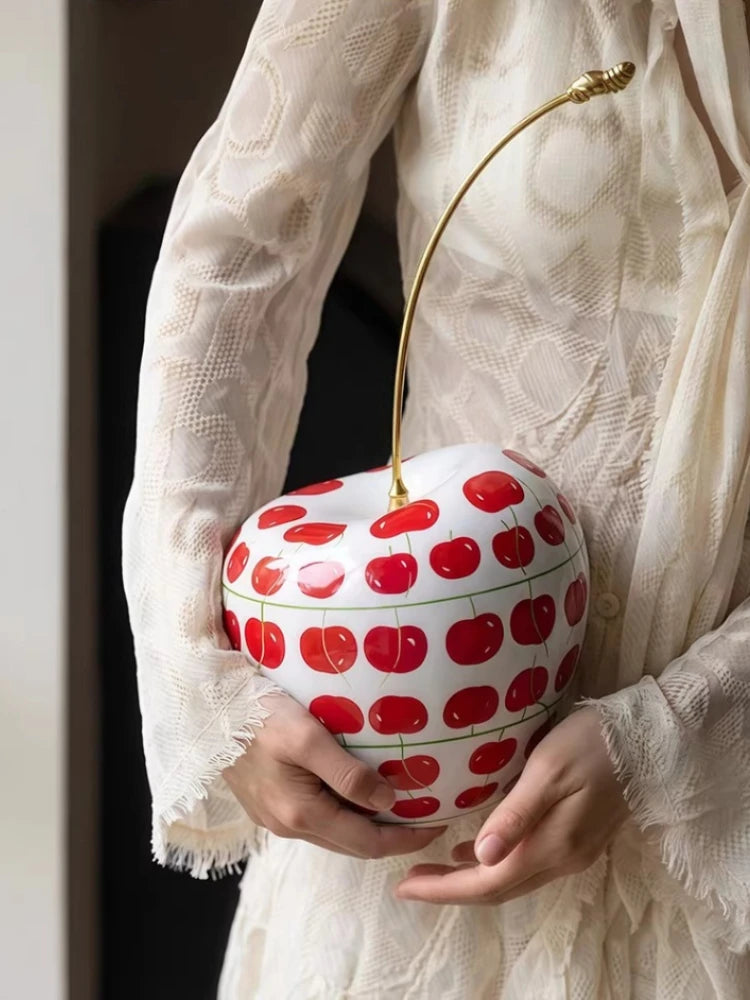 Hand-Painted Ceramic Cherry Ornament