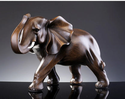 The Majestic Presence - Elephant Sculpture in Wood-Grain Resin