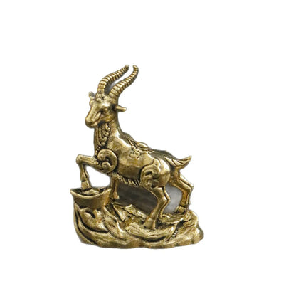 Miniature Brass Goat Sculpture