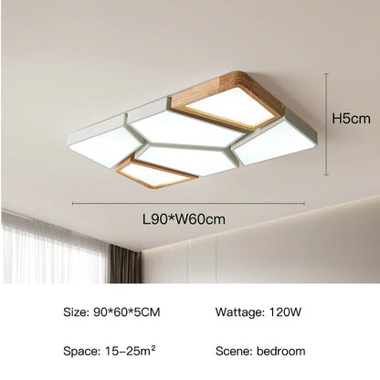 Geometra - Nordic Style Geometric Ceiling Light with Wood Finish