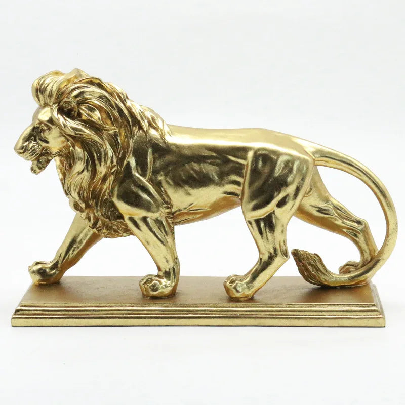 Golden Lion Resin Sculpture