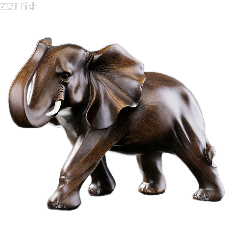 The Majestic Presence - Elephant Sculpture in Wood-Grain Resin