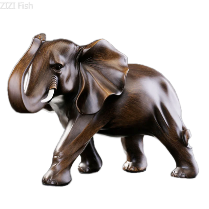 The Majestic Presence - Elephant Sculpture in Wood-Grain Resin