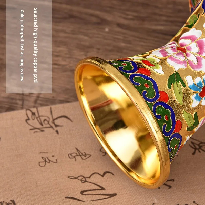 Imperial Pair - Cloisonné Enamel Vases with Floral Motifs