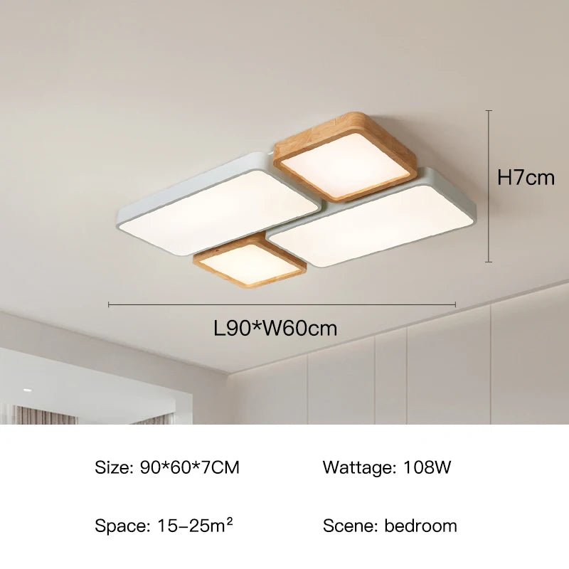 Geometra - Nordic Style Geometric Ceiling Light with Wood Finish
