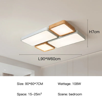 Geometra - Nordic Style Geometric Ceiling Light with Wood Finish