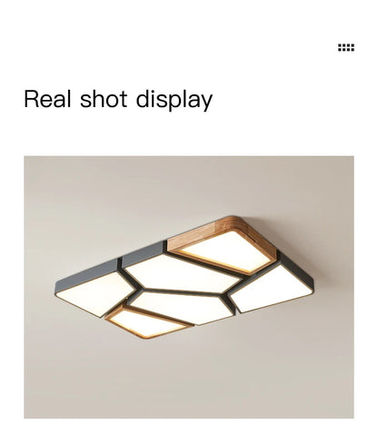 Geometra - Nordic Style Geometric Ceiling Light with Wood Finish