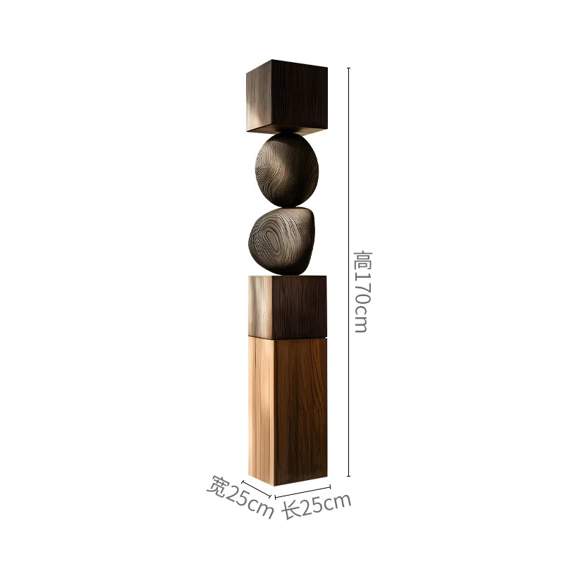 Stacked Geometric Wood Floor Sculpture