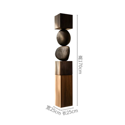 Stacked Geometric Wood Floor Sculpture