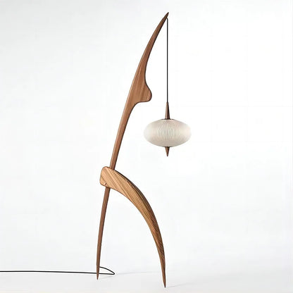 Walnut Wood Japanese-Style Floor Lamp
