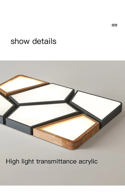 Geometra - Nordic Style Geometric Ceiling Light with Wood Finish
