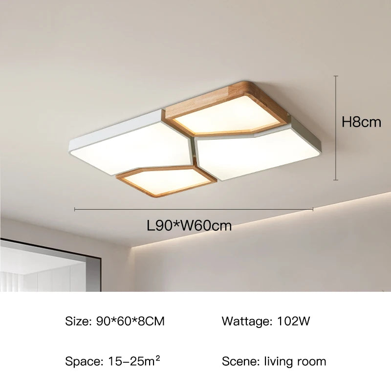 Geometra - Nordic Style Geometric Ceiling Light with Wood Finish