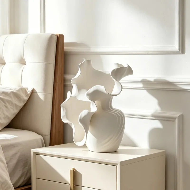 Ruffled Wave Ceramic Vase