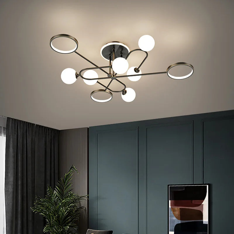 Globe and Ring Semi-Flush Ceiling Light