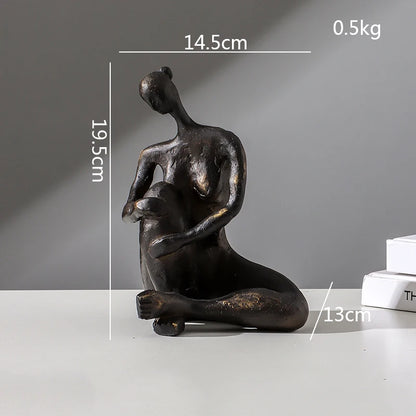 Abstract Retro Girl Resin Sculpture