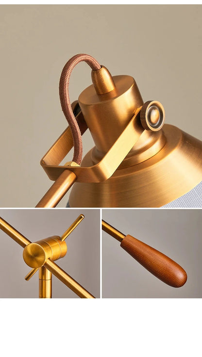 The Nordica - Walnut Wood &amp; Brass Floor Lamp