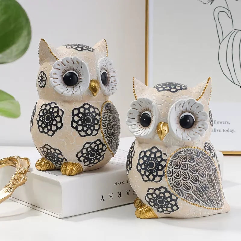 Floral Motif Owl Figurine