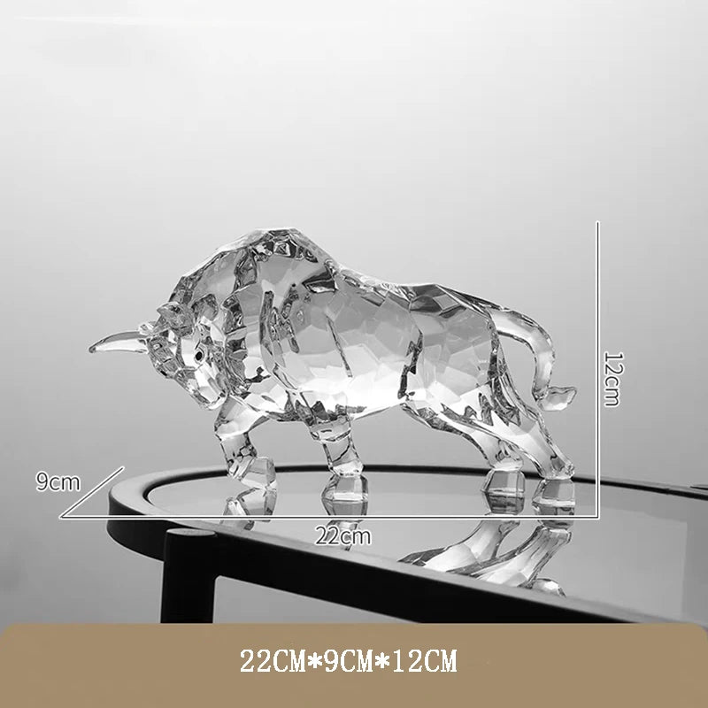 FACETED CRYSTAL BULL SCULPTURE