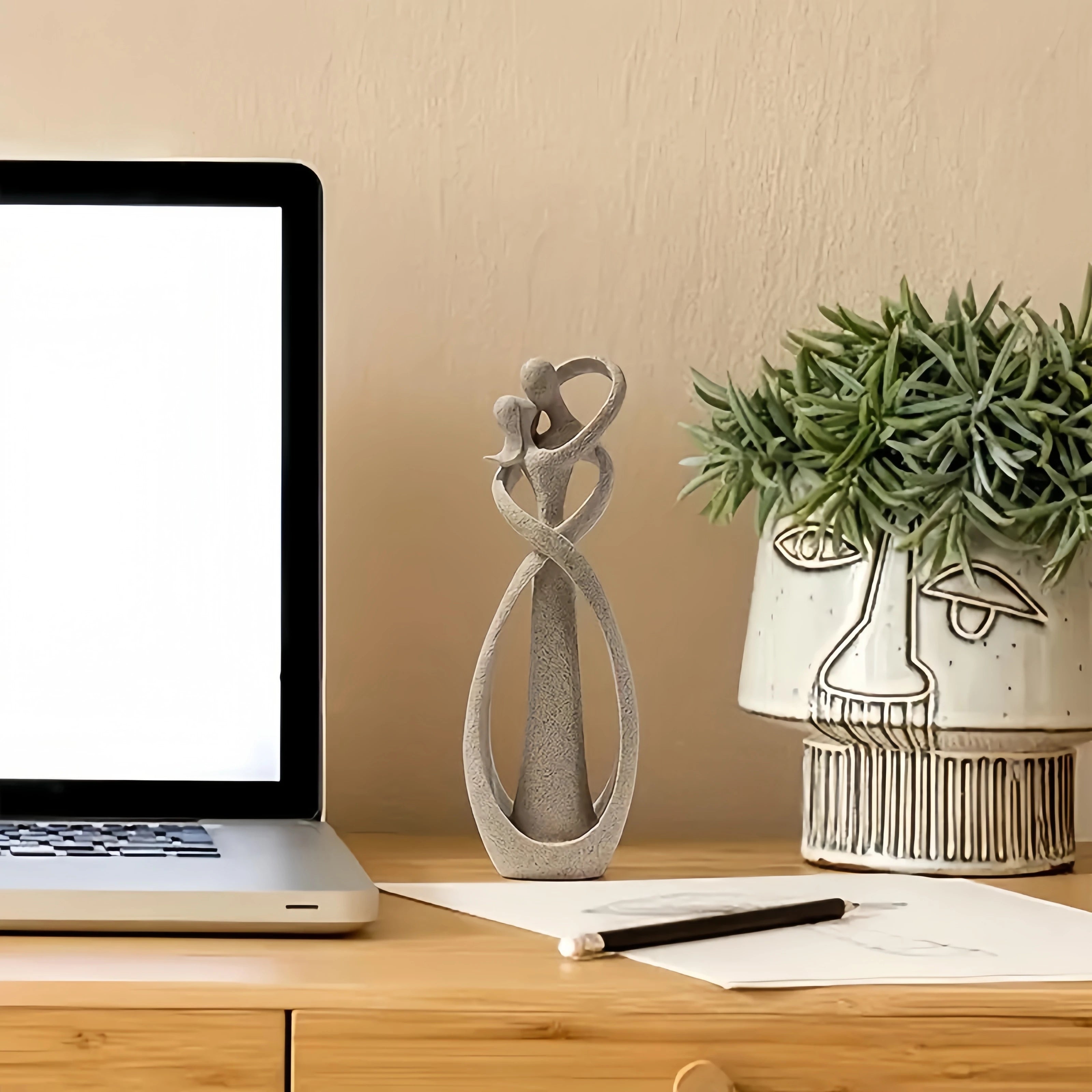 Eternal Embrace - Abstract Kissing Couple Sculpture