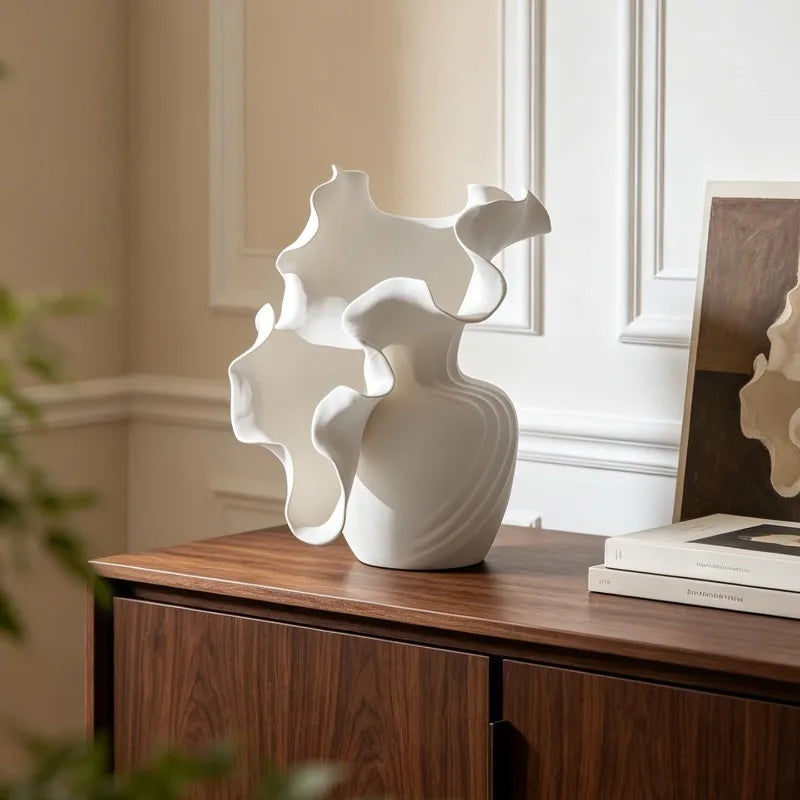 Ruffled Wave Ceramic Vase
