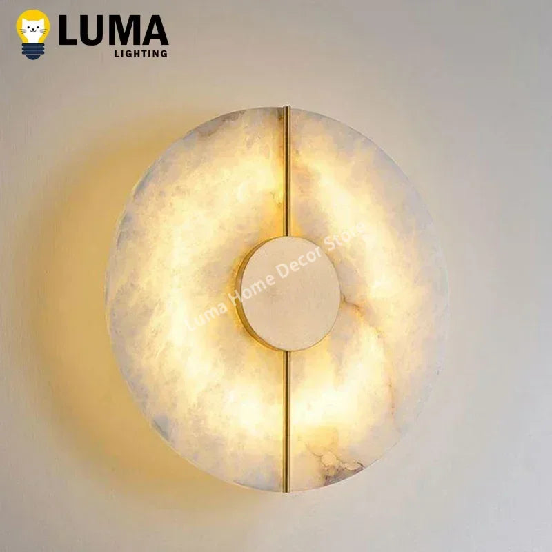 Round Alabaster Marble Wall Sconce