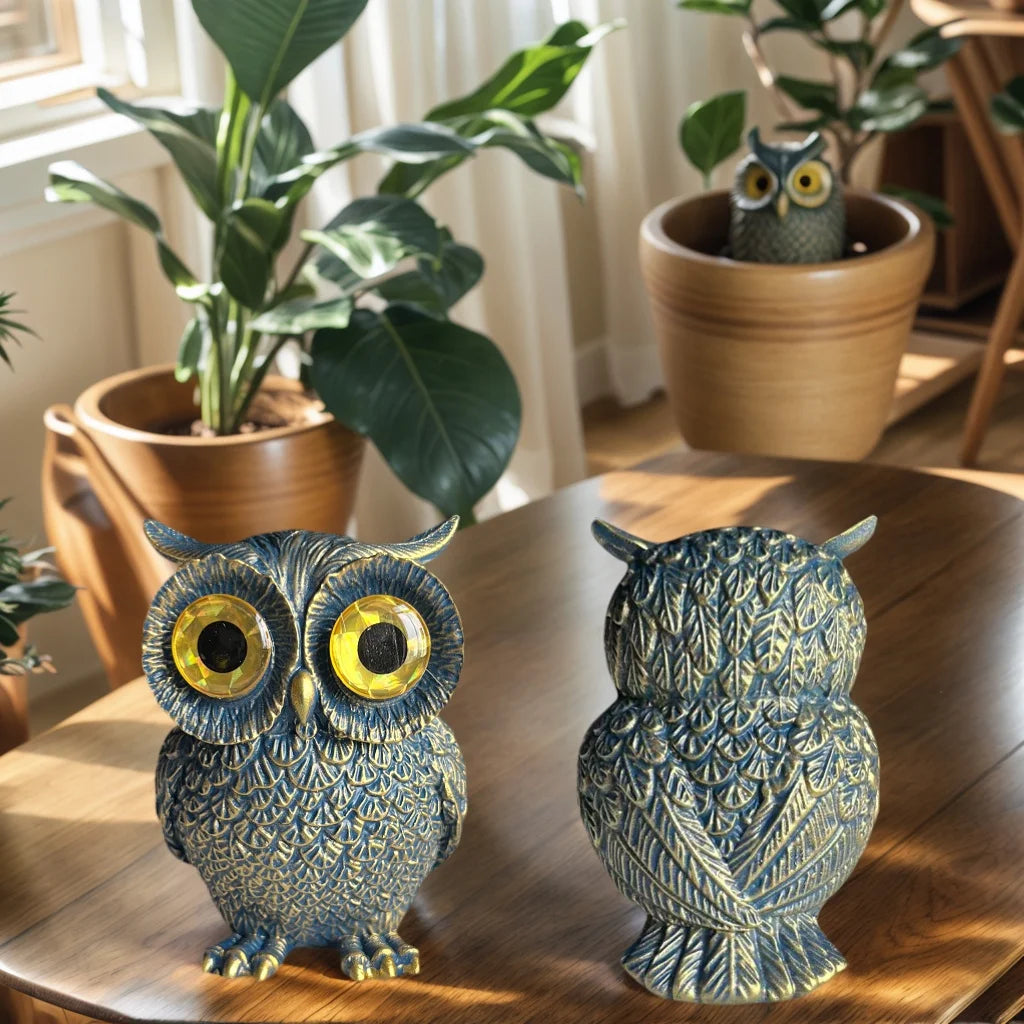 Big-Eyed Owl Figurine – Antique Blue Bronze