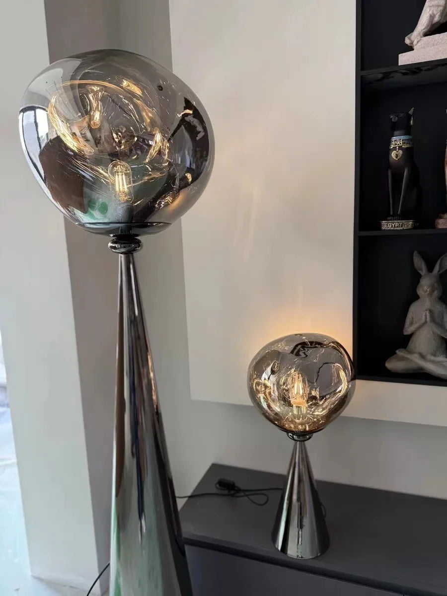 The Vulcan - Organic Form Floor Lamp with Smoke Gray Shade